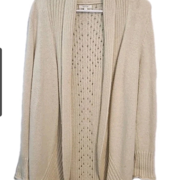 Maurices L Cream Open Front Cardigan Sweater Knit Cottage Retro Y2k Boho - Picture 3 of 14